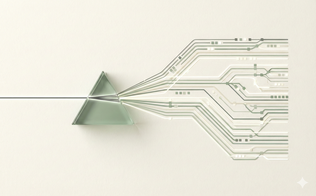 Diagram showing User -> Search -> AI -> Answer