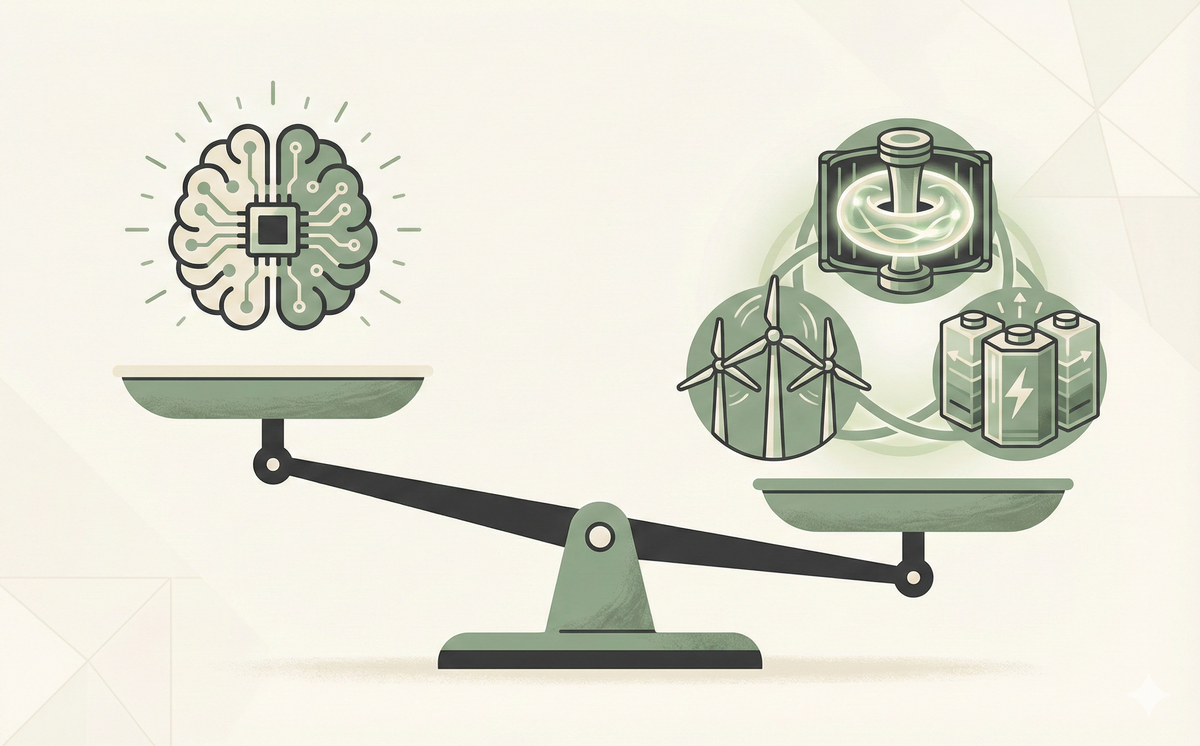 Scale weighing AI energy cost vs benefits
